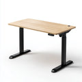 Bureau assis-debout électrique plateau chêne clair 120 x 60 cm acier noir rectangulaire