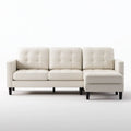 Canapé d’angle 3 places ivoire en similicuir PU forme L 240 x 150 x 85 cm