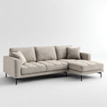 Canapé d'angle 3 places avec méridienne droite gris taupe en microfibre 260 x 160 x 85 cm