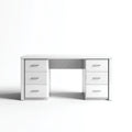 Bureau avec 6 tiroirs blanc 140 x 60 x 75 cm en panneaux de particules mélaminés rectangulaire