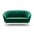 Canapé 2 places vert émeraude en velours polyester avec pieds acier doré 170 x 80 x 83 cm