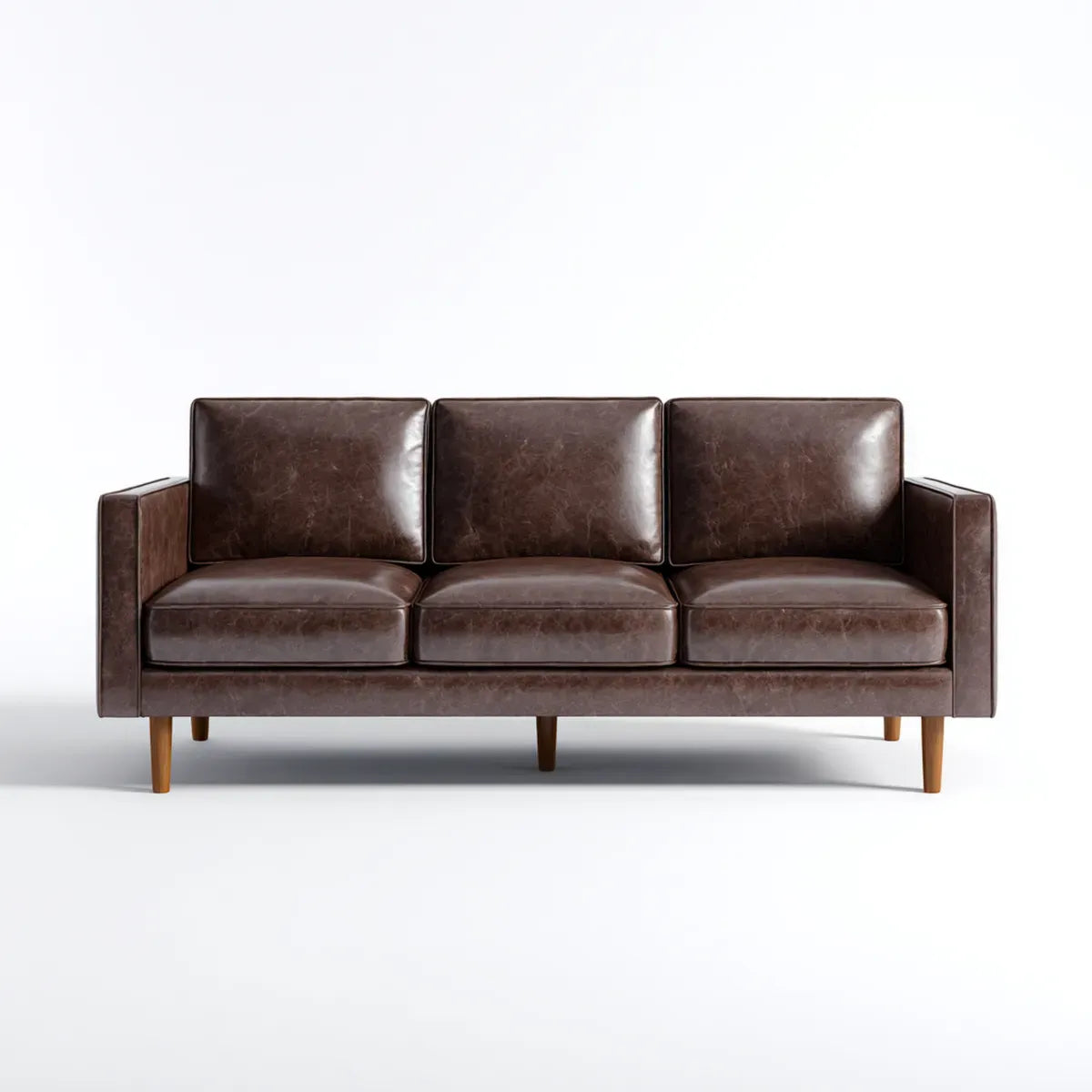 Canapé 3 places marron en cuir synthétique PU rectangulaire 210 x 85 x 84 cm