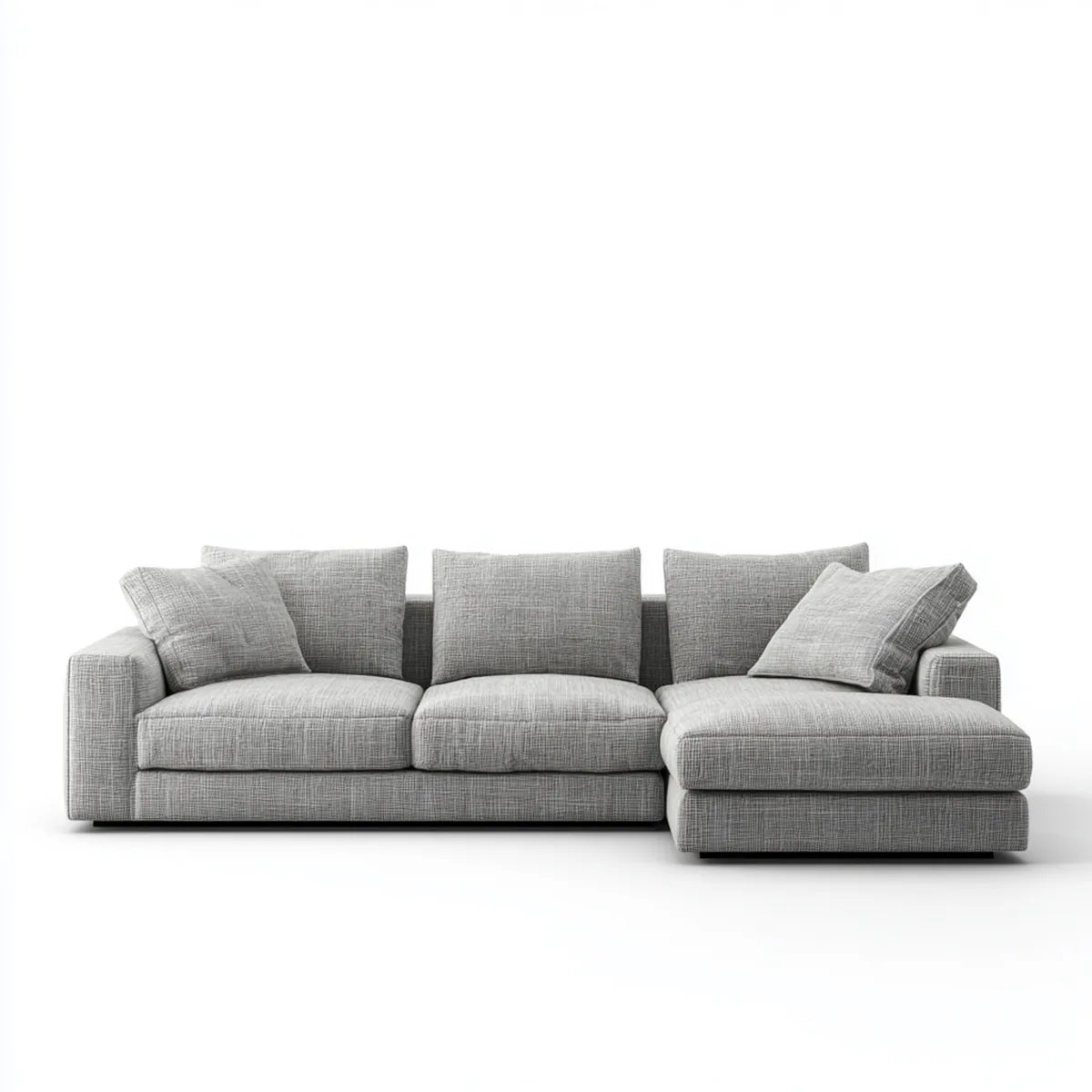 Canapé d'angle droit 4 places gris en polyester 280 x 165 x 85 cm