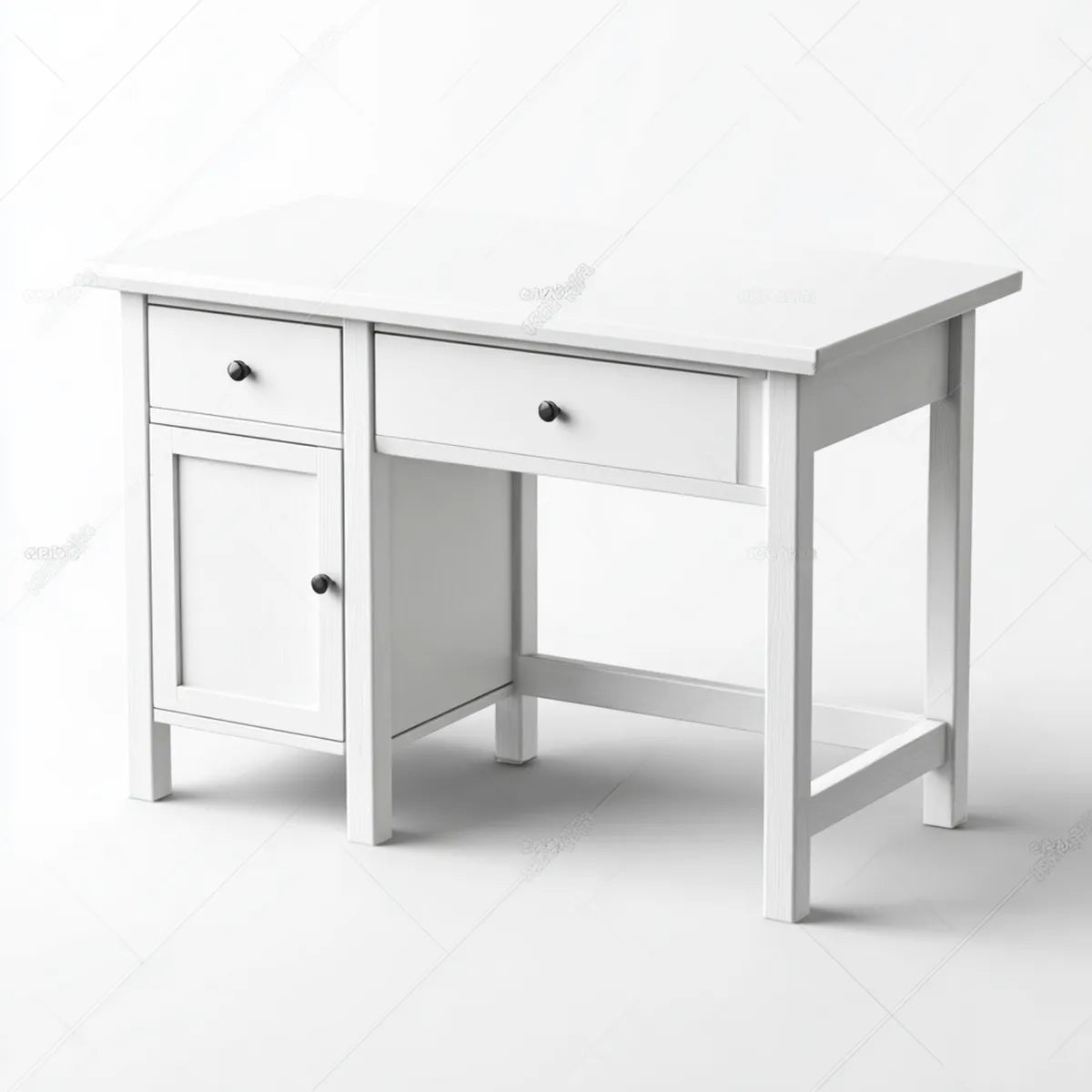 Bureau informatique blanc avec 2 tiroirs et caisson de rangement en MDF 100 x 50 x 75 cm rectangulaire