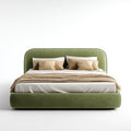Lit double rembourré vert en polyester 160 x 200 cm avec tête de lit arrondie