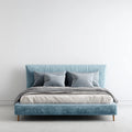 Lit double capitonné bleu glacier 160 x 200 cm en velours de polyester rectangulaire