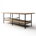 Bureau avec étagère chêne massif naturel et acier noir rectangulaire 200 x 80 x 75 cm