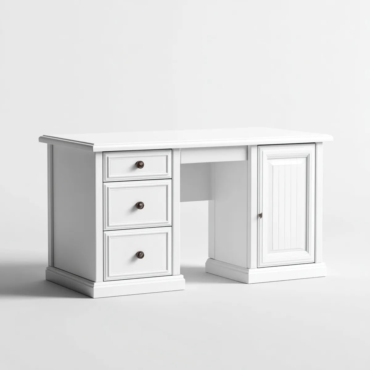 Bureau avec rangements blanc 120 x 60 x 75 cm en panneaux MDF rectangulaire