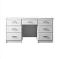 Bureau à caissons 7 tiroirs blanc 150 x 60 x 76 cm panneaux MDF mélaminés rectangulaire