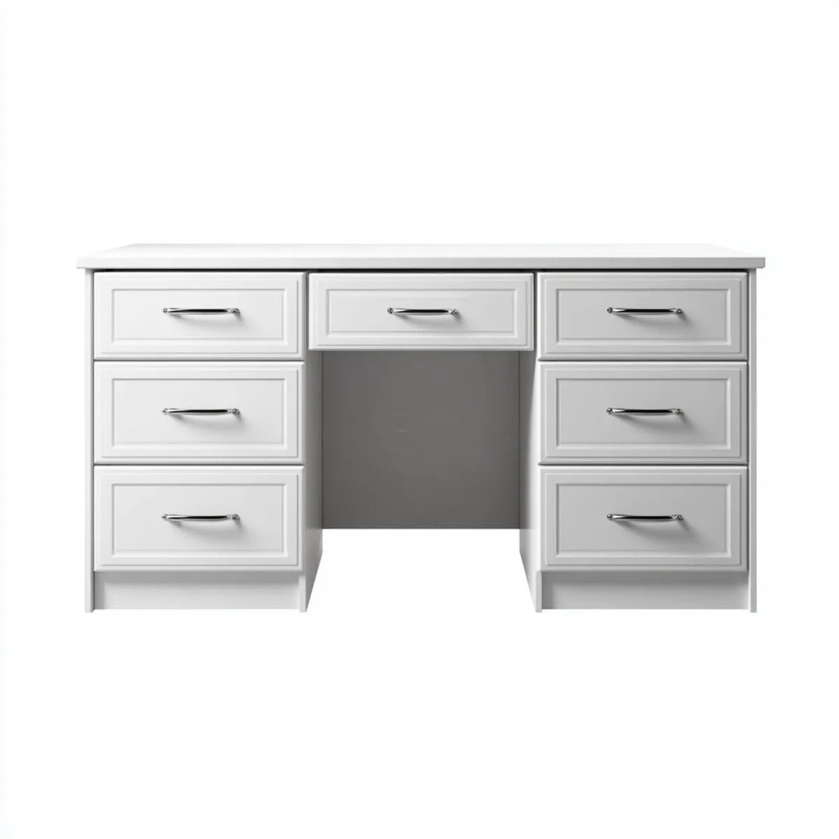 Bureau à caissons 7 tiroirs blanc 150 x 60 x 76 cm panneaux MDF mélaminés rectangulaire
